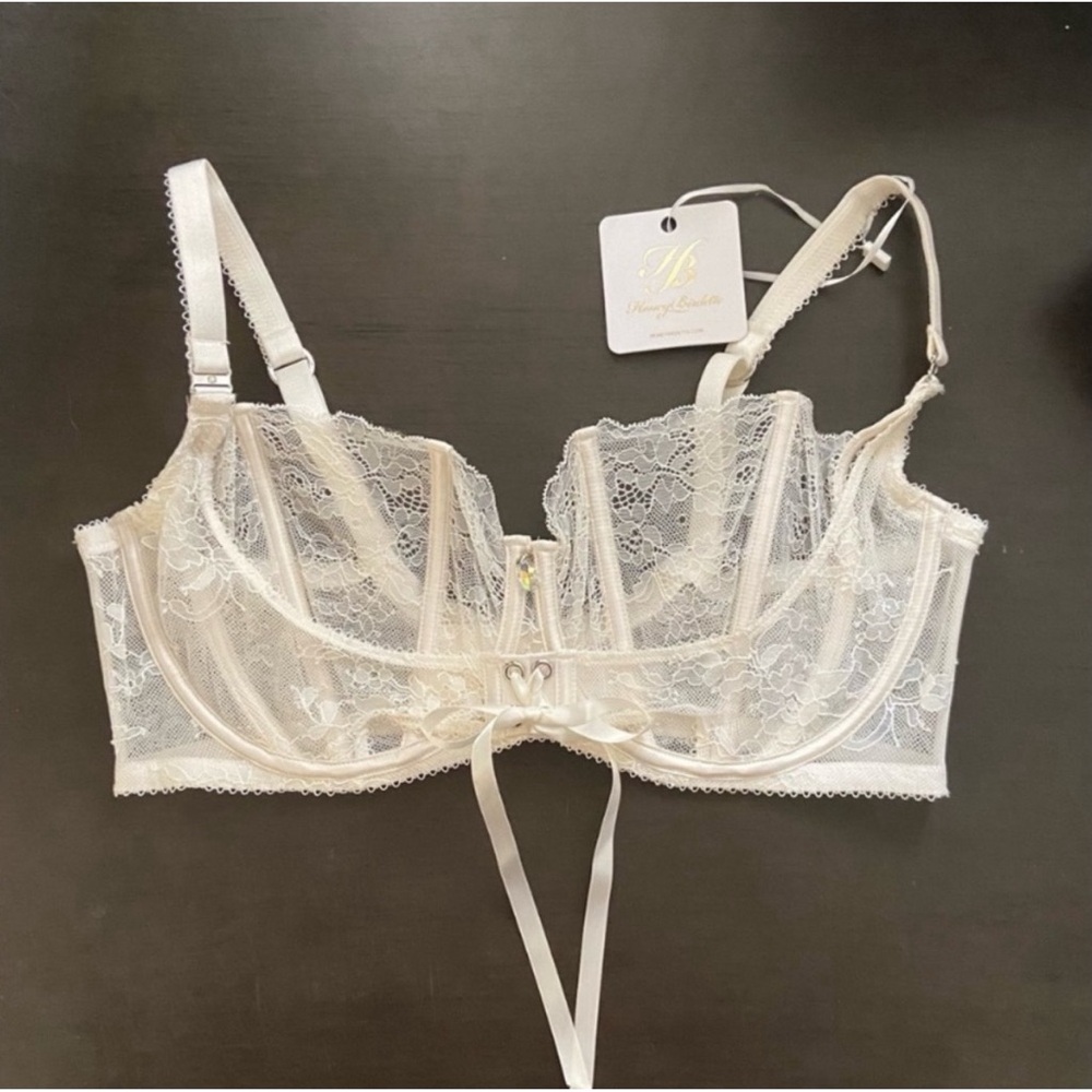 Honey Birdette Lace Underwire Rebecca Bra (38H) and Thong (XXL) - Ivory SET NWT - Picture 7 of 14